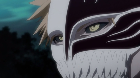 Kurosaki Ichigo - yellow eyes, anime, ichigo, kurosaki ichigo, mask, bleach, ichigo kurosaki, vizard, hollow mask