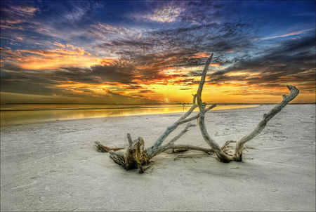 sunset - clouds, sunset, nature, scenery, beach, landscape, sky