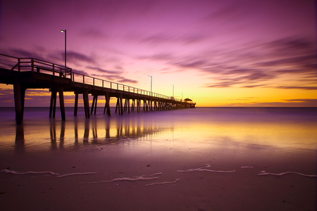 Sunset - pretty, scenery, coast, romantic, amazing, beach, landscape, great, sunrise, reflection, purple, view, nice, sky, clouds, water, beautiful, photography, sea, beauty, colors, lovely, cool, ocean, nature, sunset, soft, bridge