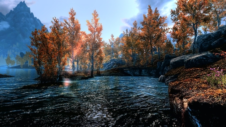 Painted Landscape - sky, dark, beautiful, water, hdr