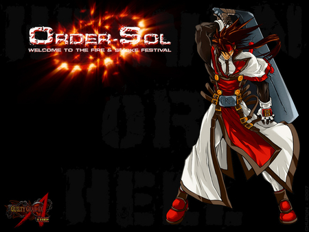 Fire & Smoke Festival - holy order, game, anime, sword, flame, black, fire, guilty gear, smoke, order sol, sol badguy