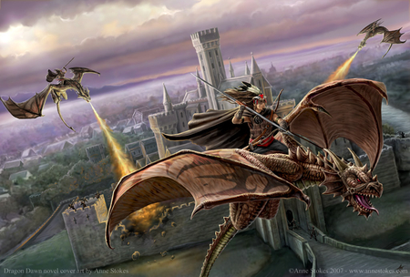 Dragon dawn - city, fantasy, dragons, warriors