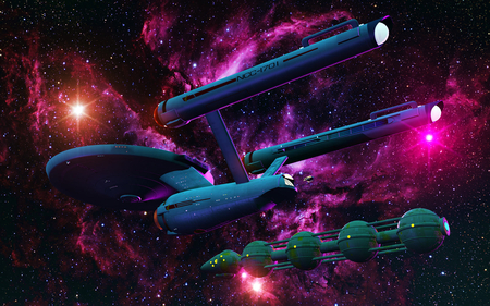 starship enterprise - nebula, freighter, stars, starship