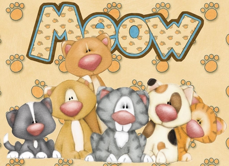 CATS MEOW - cute, cats, meow, wallpaper