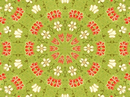 Kaleidoscope Orange Flowers - flowers, orange, kaleidoscope, green