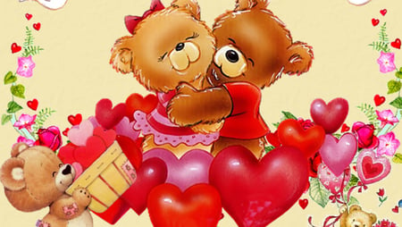 BEAR HUGS - bear, hugs, love, hearts