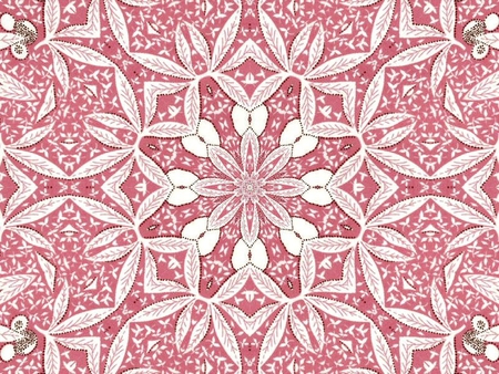 Kaleidoscope of White Leaves - white, kaleidoscope, leaves, pink