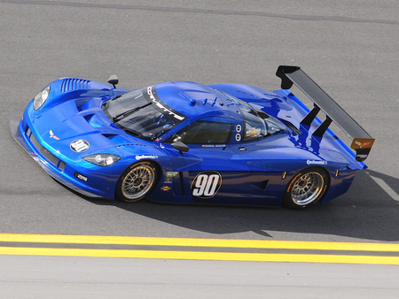 GM Unveils Corvette Daytona Prototype - bowtie, racer, wing, gm, blue