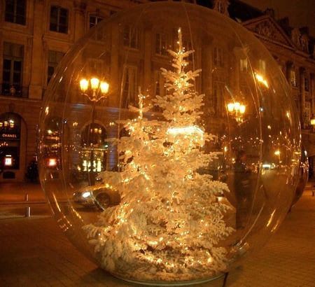 ChristmasTree In Bubble - white, city, bubble, tree, christmas