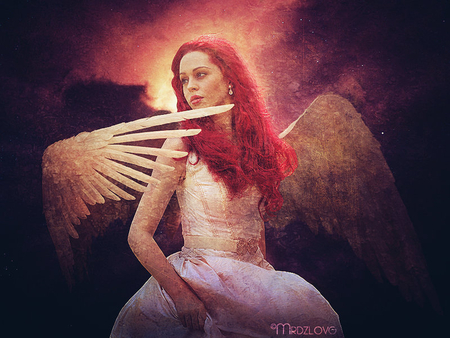 The Visit - digital art, fantasy, angel, wings