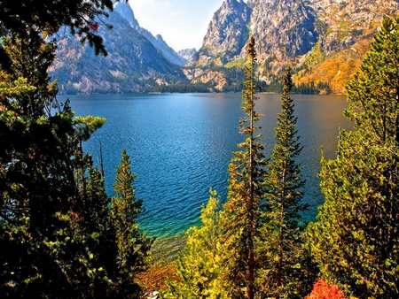 Blue mountain lake - nature, autumn, lake, mountain, peaceful, blue, summer