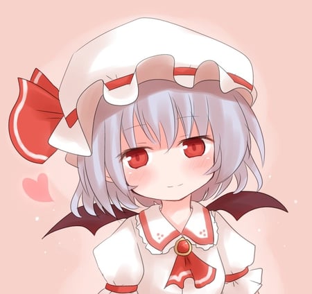 Kawaii Remi - remilia scarlet, shrine maiden project, heart, chibi, wings, lovely, vampire, red eyes, touhou, zun, kawaii, pretty, anime, cute, white hair