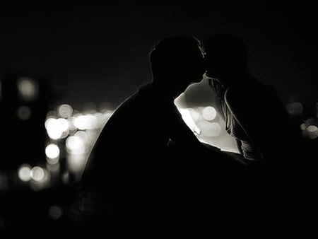 happily ever-after ... - emotion, romantic, romance, man, happy, feeling, kiss, black and white, emotions, special, beautiful, photography, photoshop, together, love, feelings, woman, couple