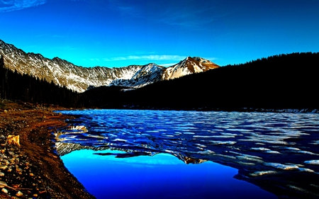 ICE MOUNTAIN LAKE - ice, lake, shore, mountain