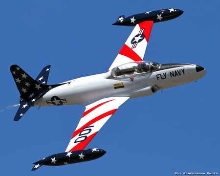 T33 Shooting Star - red, t-33, blue, canadair, white, shooting, airplane, jet, t33, plane, star