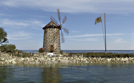 â€áƒ¦*â€¢.¸¸.â€¢*â–â€ WINDMILL @ LAKE â€áƒ¦*â€¢.¸¸.â€¢*â–â€ - nature, water, lake, windmill