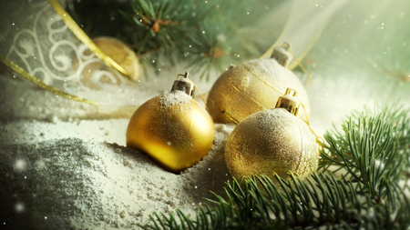 CHRISTMAS ORNAMENTS - ornaments, christmas, yellow, nature