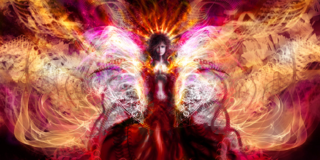 Fantasy fire girl - hd, angel, color, fire, babe