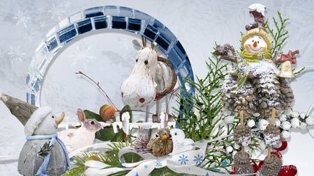 Winter Charmer - snowflakes, snowman, reindeer, christmas, bell, rabbit, craft, firefox persona, feliz navidad, cones, birds