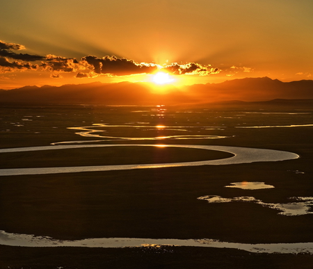 Sunset over the river