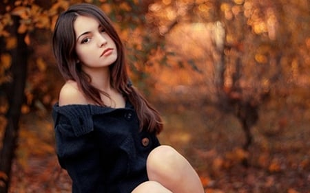 Fall - fall, forest, woman, model