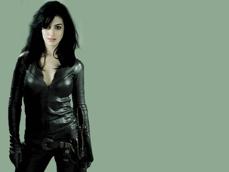 Anne Hathaway - actress, leather, anne, anne hathaway, model, hathaway