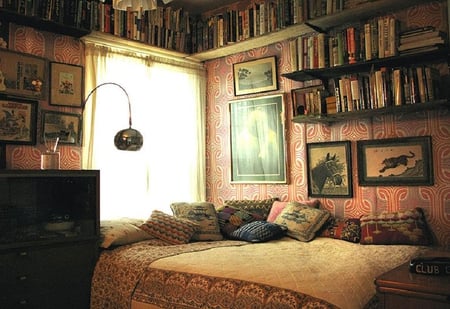 Guestroom. - book, cushion, window, comfort, room, light, guestroom, interior design, bed