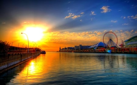 FUNFILLED EVENING - ferris wheel, hdr, sunset, channel