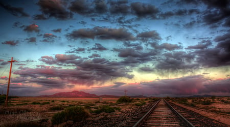 Riding the Rails - train, desert, sunset, people