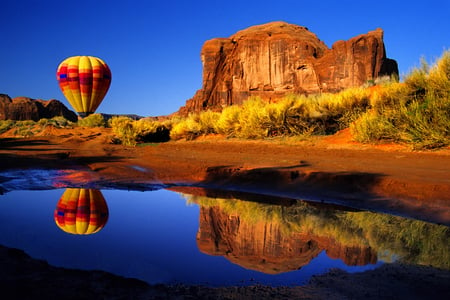 Arizona lake - nature, monument valley, balloon, lake, mountain