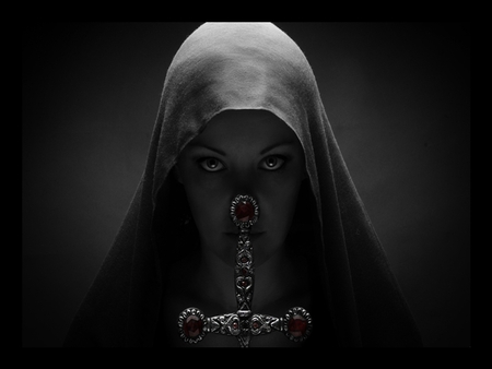 Believe - woman, face, black and white, eye, fantasy