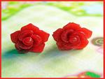 Red Rose Studs Earrings