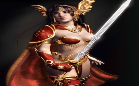 raven-haired warrior - fantasy, babe, warrior, sexy