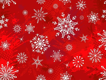 SnowFlakes - white, falling, red, winter, different, snowflakes, chirstmas