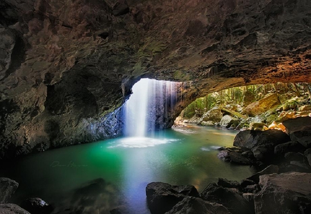 natural arch springbrook - nice, nature, falls, water, waterscape, cave