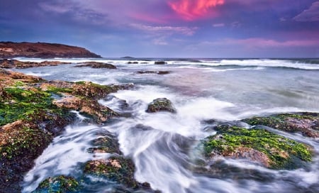 twilight explosions - nice, water, nature, waterscape