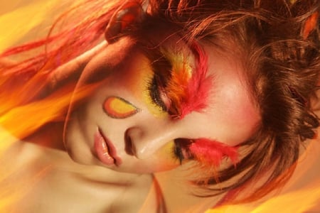 Phoenix Tear - pretty, abstract, female, photography, beauty, lovely, red, face, nice