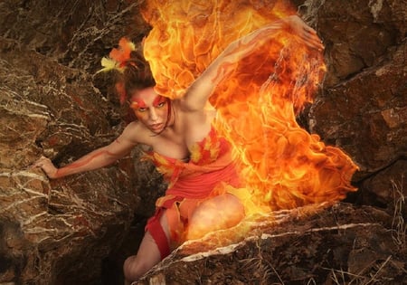 rebirth - red, pretty, beauty, abstract, fire, nice, photography, lovely, female