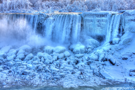 Frozen Falls - ice, landscape, falls, blue, frozen