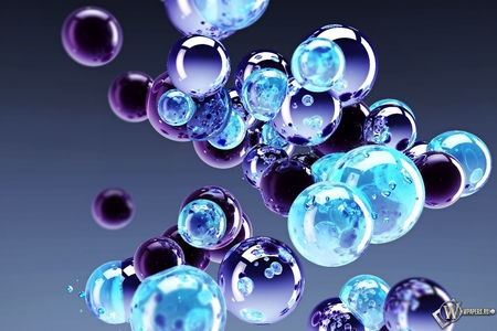 bubbles - balls, purple, hot, blue, water, bubbles