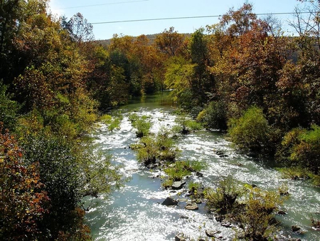 Great River - sky, flowing, trees, river