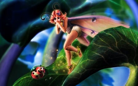 Tatjanas Fairy Realm - fairy, gift, forest, ladybug