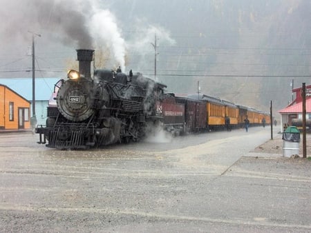 At The Station - train, station, track, smoke