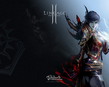 Lineage II - dark elf, hot, fire hand, cool, armor, elf, pointy ears, lineage ii, sexy