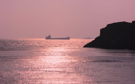 Twilight - sea, brilliant, boat, twilight