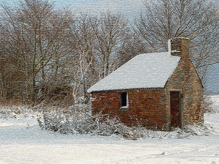 Lookers Hut - farm building, romney marsh, lookers hut, snow