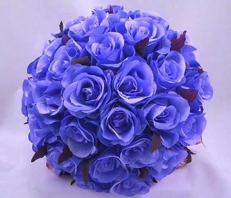 A bunch of blues - circular, roses, blue, bouquet, flowers