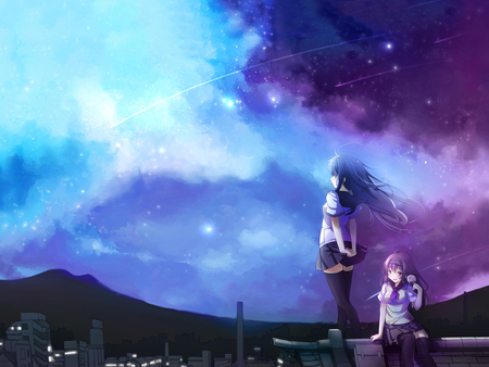 Anime girl - sky, fantasy, anime, girl, woman