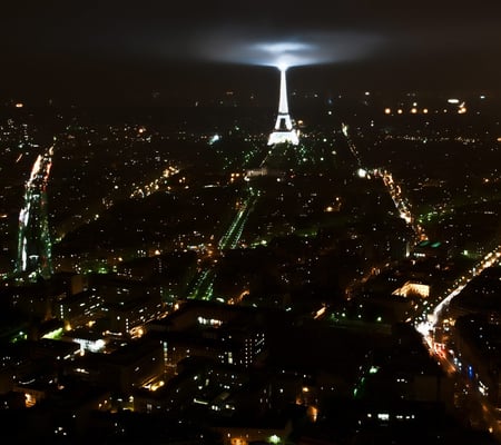 Night in Paris - dazzling, light, night, paris, the eiffel tower, france, evening, beautiful, city