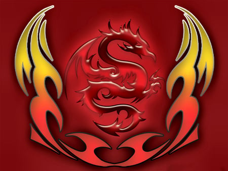 Red Dragon 2 - painting, art, flames, artwork, computer graphic, dragon, emblem